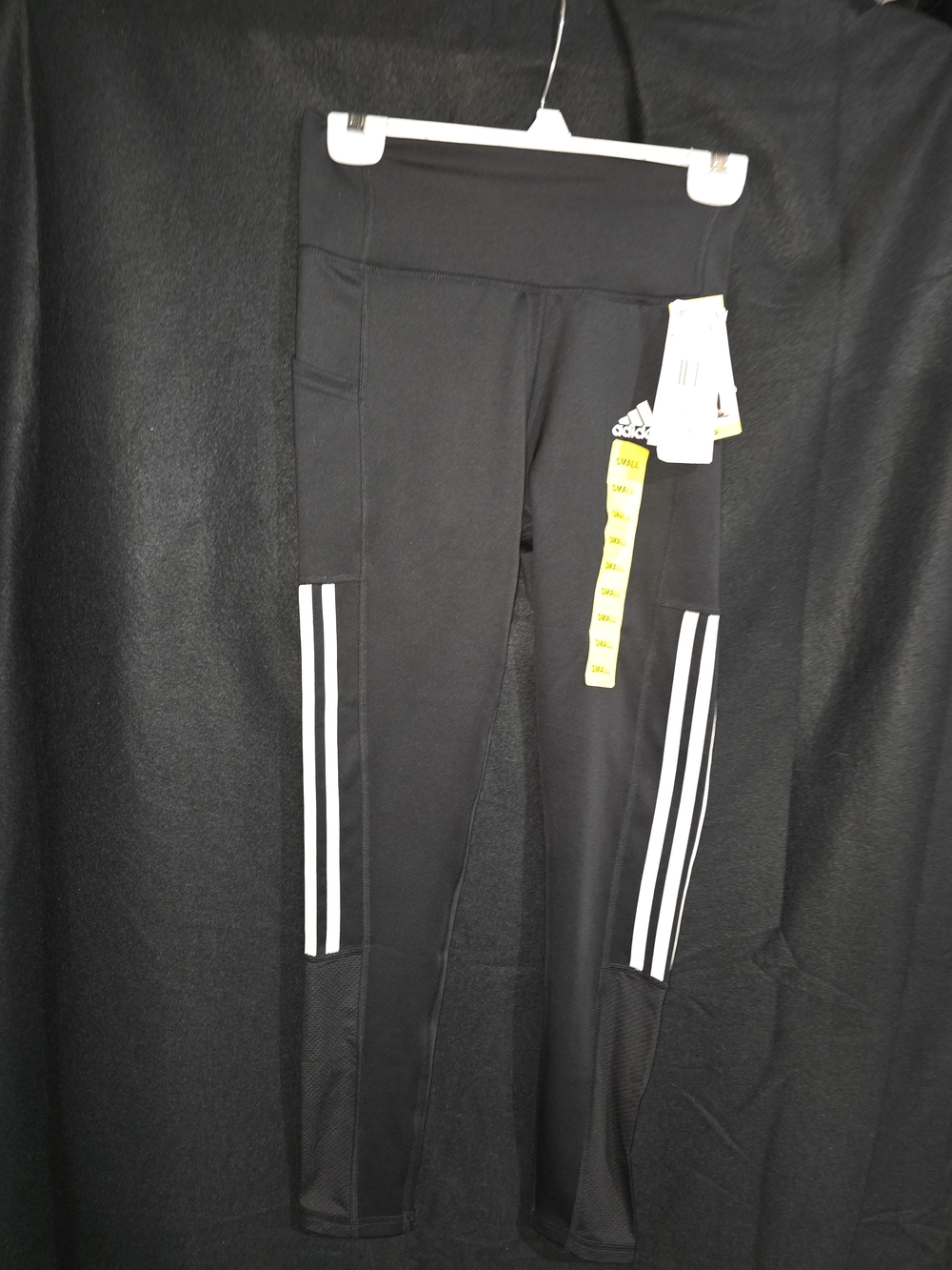 adidas Black Leggings with White Three-Stripe Accents